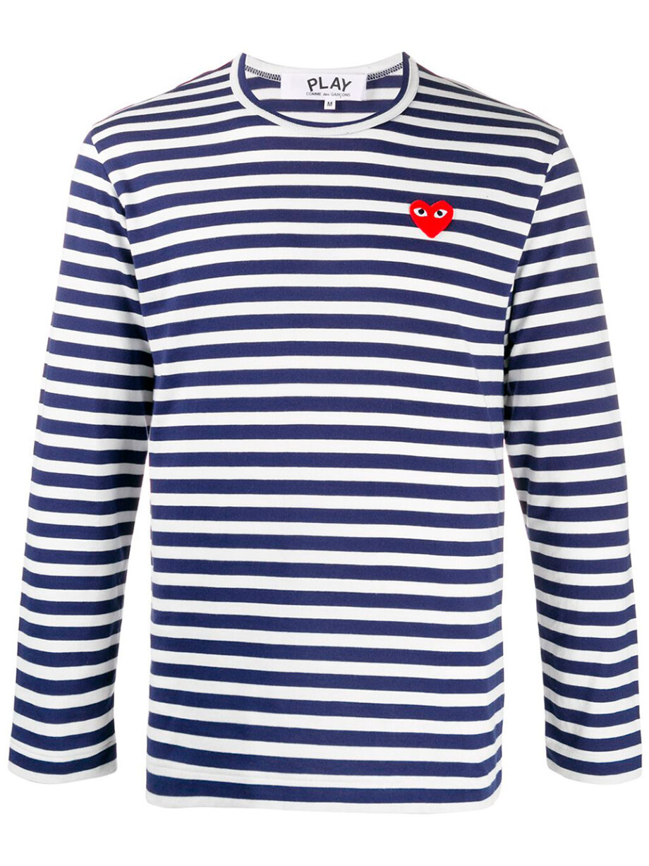 Imagem de: Camiseta Manga Longa Comme Des Garçons Play Listrada Azul
