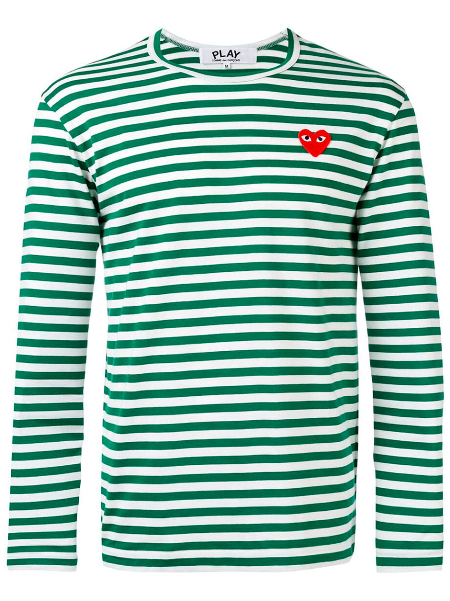 Imagem de: Camiseta Manga Longa Comme Des Garçons Play Listrada Verde