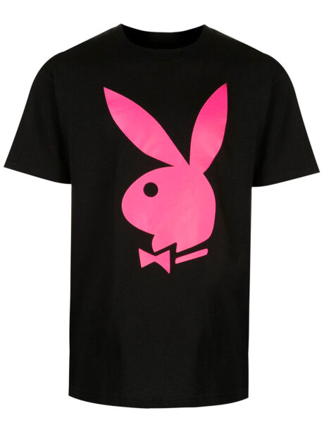 Imagem de: Camiseta Anti Social Social Club Preta com Estampa Playboy Rosa