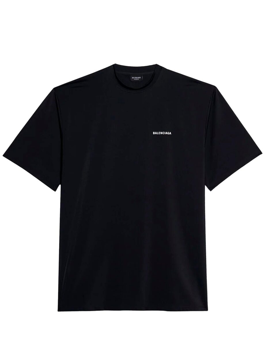 Imagem de: Camiseta Balenciaga Preta com Logo Bordado