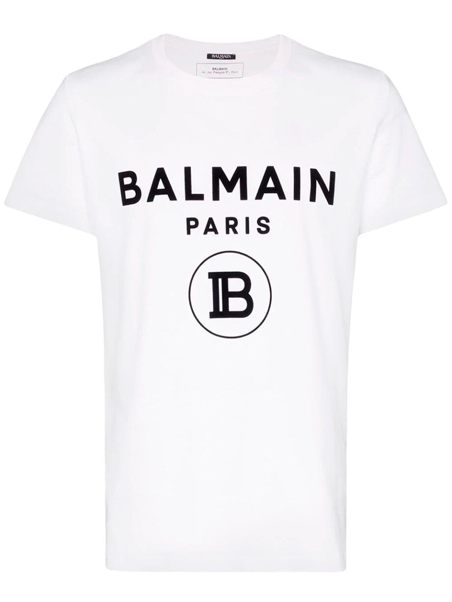 Imagem de: Camiseta Balmain Paris Branca com Estampa Preta