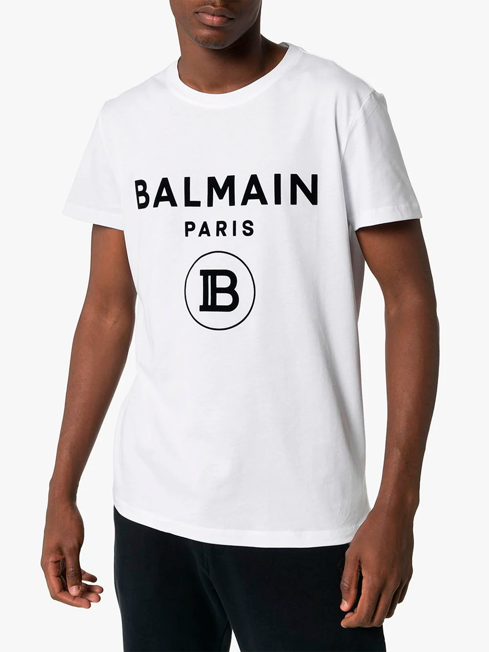 Imagem de: Camiseta Balmain Paris Branca com Estampa Preta