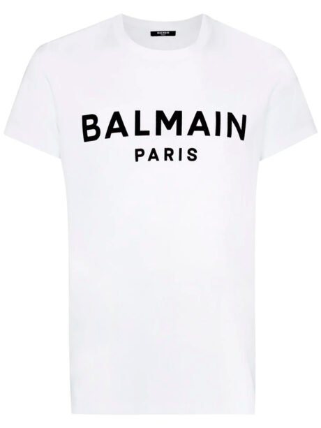 Imagem de: Camiseta Balmain Paris Branca com Logo Grande