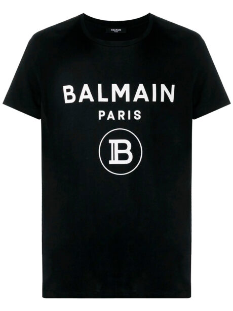 Imagem de: Camiseta Balmain Paris Preta com Estampa Branca
