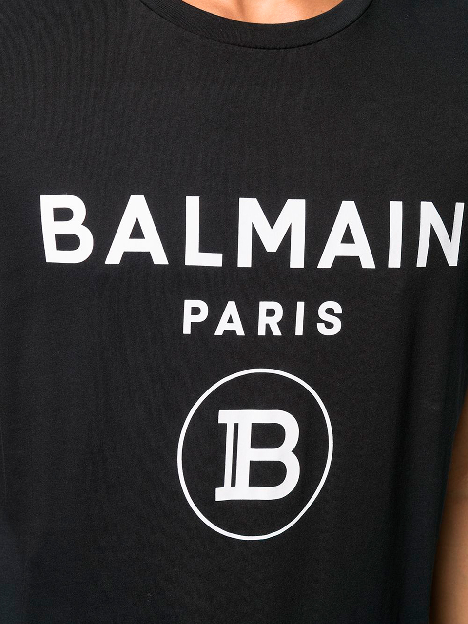 Imagem de: Camiseta Balmain Paris Preta com Estampa Branca