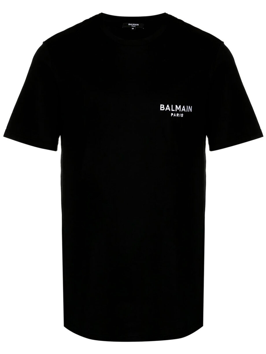 Imagem de: Camiseta Balmain Paris Preta com Logo Branco