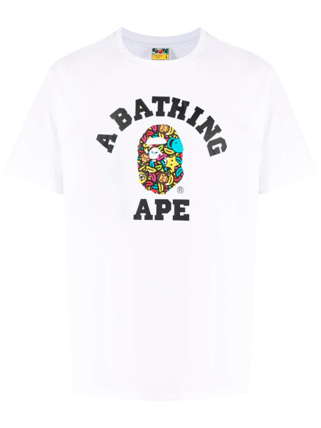 Imagem de: Camiseta BAPE Branca com Logo Colorido