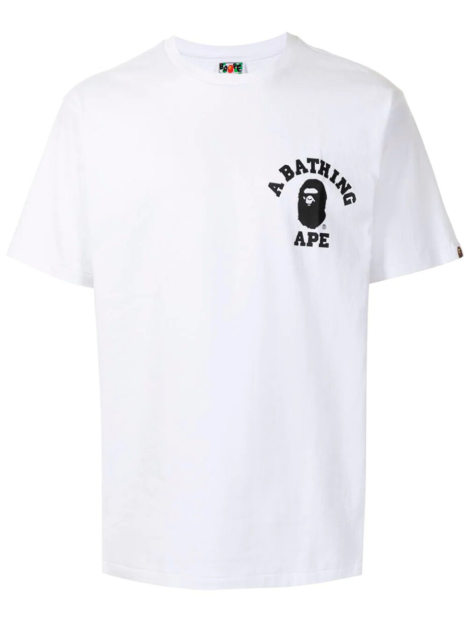 Imagem de: Camiseta BAPE Branca com Logo Preto Pequeno