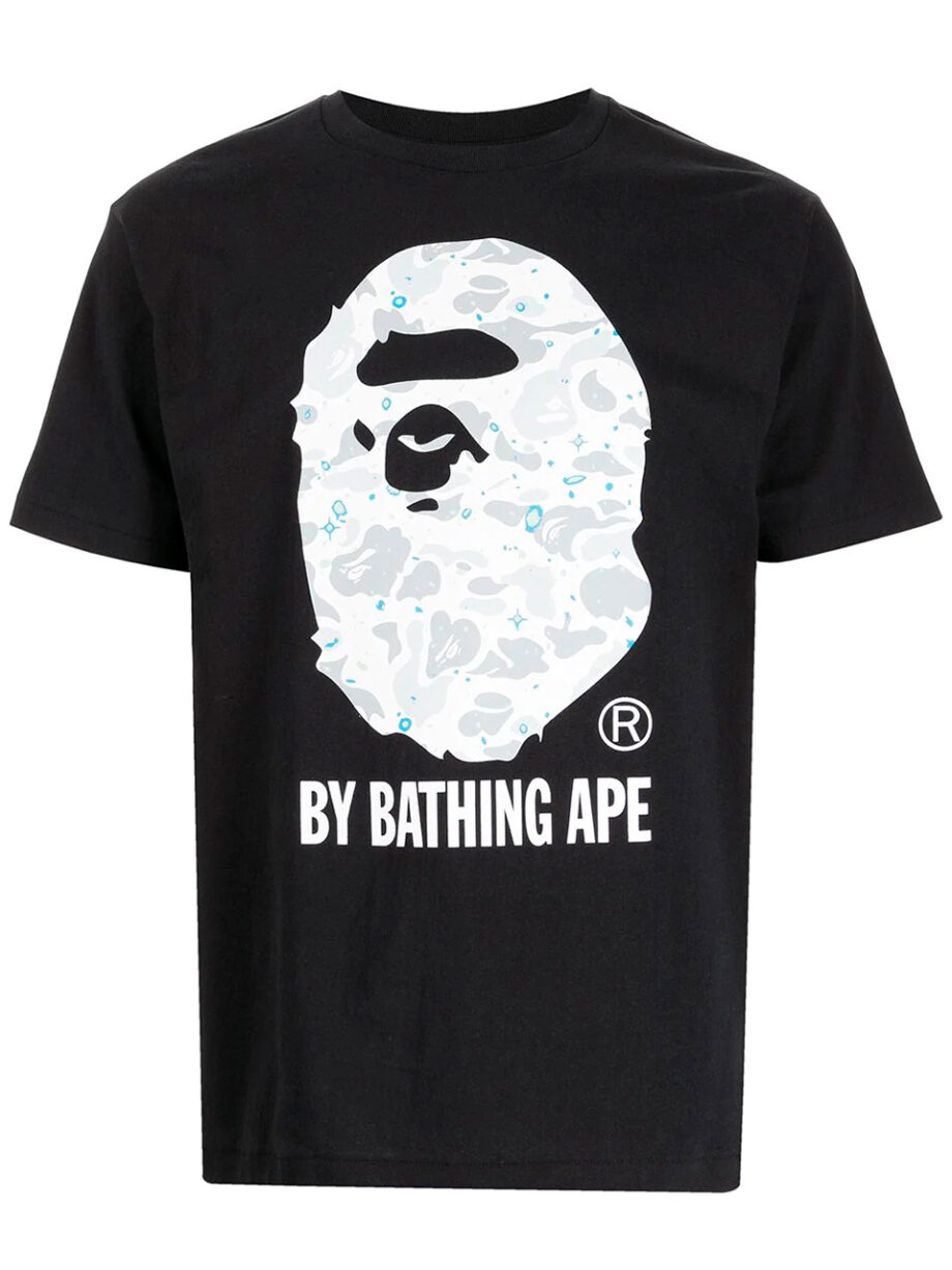 Imagem de: Camiseta BAPE Preta com Estampa Space Camo Branca
