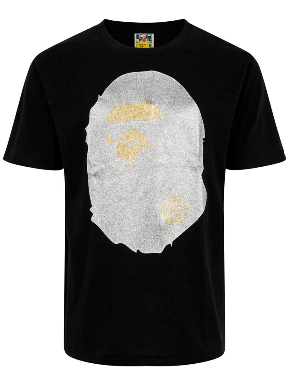 Imagem de: Camiseta BAPE Preta com Logo Brilhante