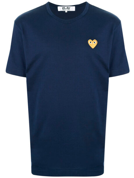Imagem de: Camiseta Comme Des Garçons Azul com Logo Amarelo