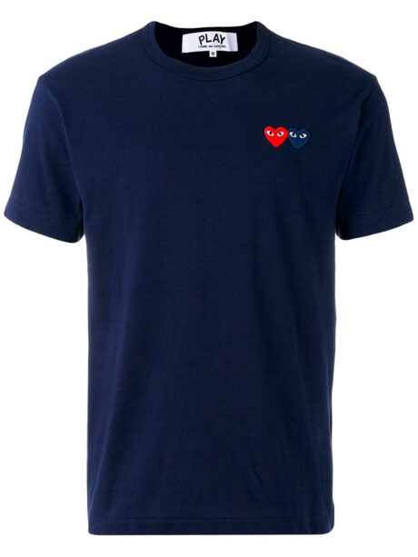 Imagem de: Camiseta Comme Des Garçons Azul com Logo Duplo