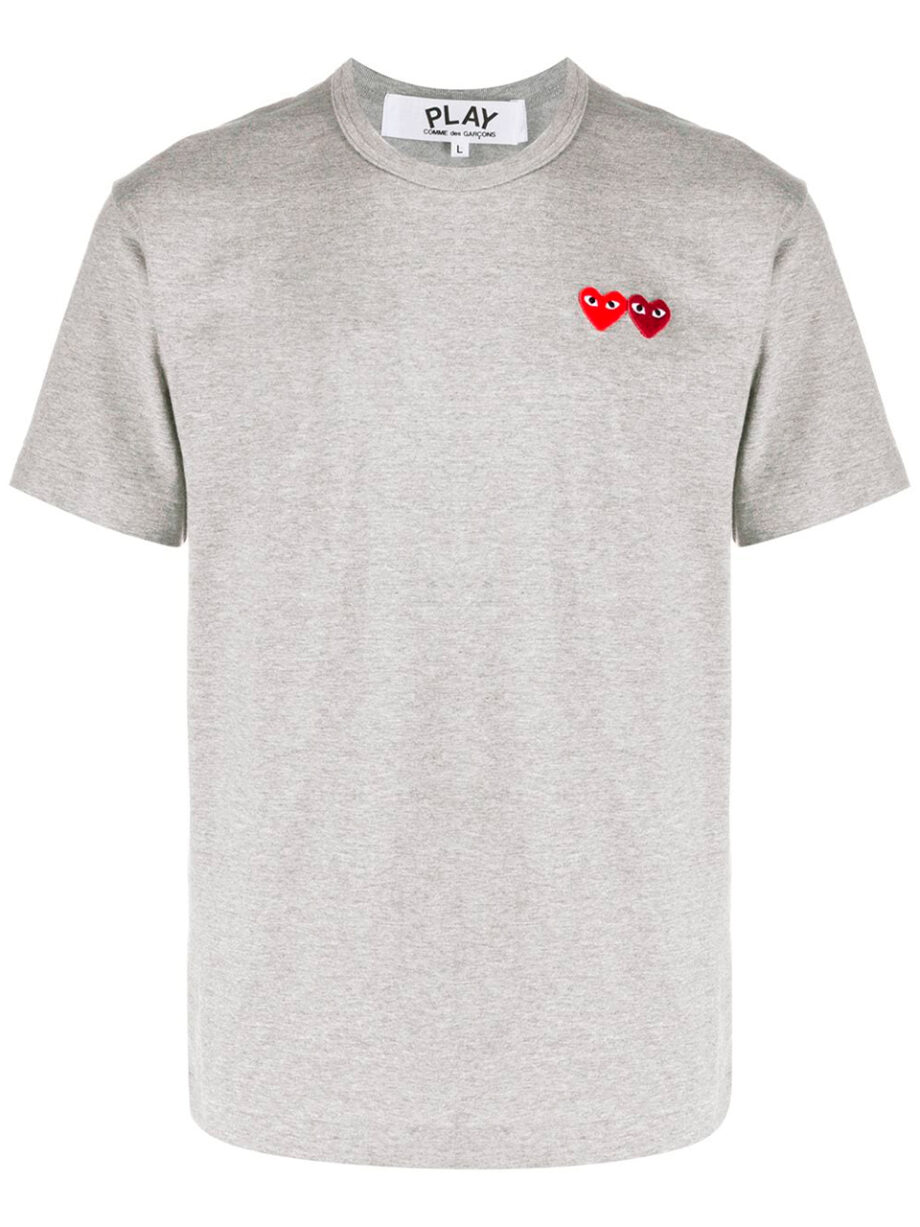 Imagem de: Camiseta Comme Des Garçons Cinza com Logo Duplo