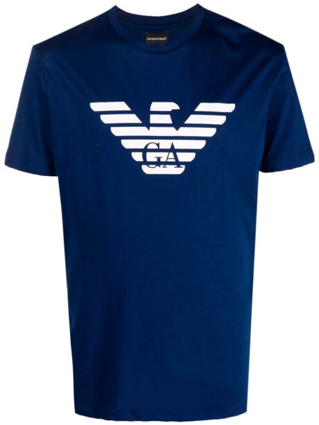 Imagem de: Camiseta Emporio Armani Azul com Estampa Branca