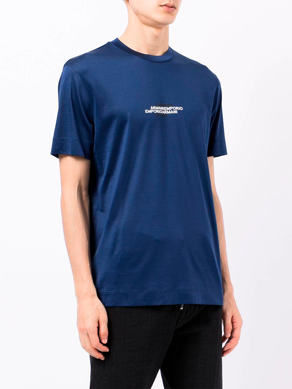 Imagem de: Camiseta Emporio Armani Azul com Logo Bicolor