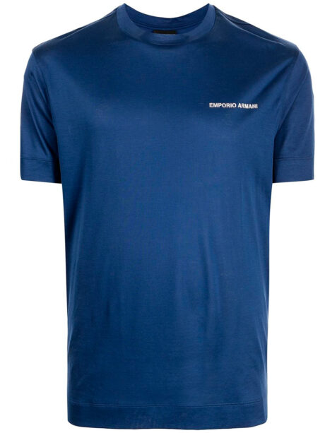 Imagem de: Camiseta Emporio Armani Azul com Logo Pequeno