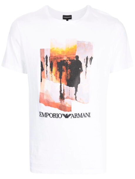 Imagem de: Camiseta Emporio Armani Branca com Estampa Abstrata
