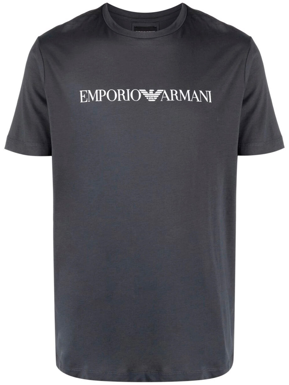 Imagem de: Camiseta Emporio Armani Cinza Escuro com Logo Branco
