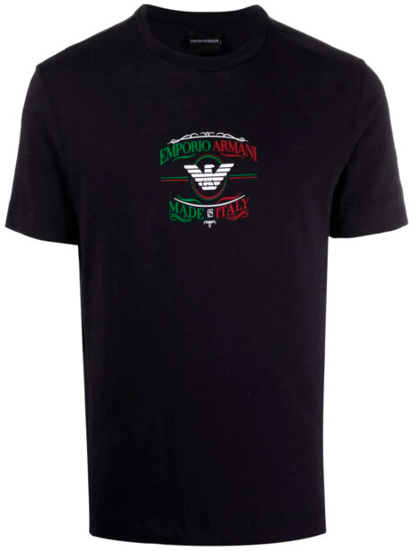 Imagem de: Camiseta Emporio Armani Preta com Estampa Bicolor