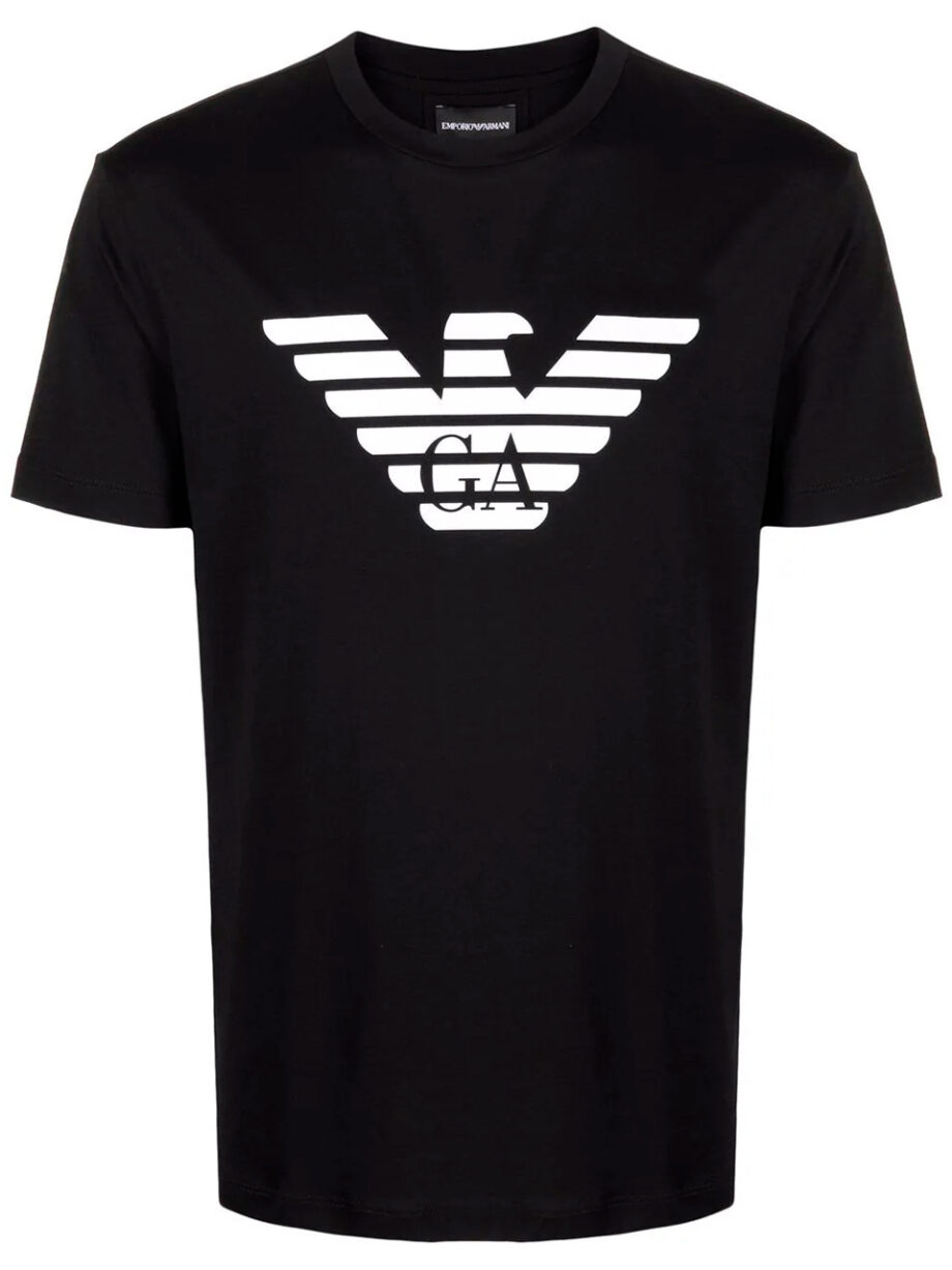 Imagem de: Camiseta Emporio Armani Preta com Estampa Branca