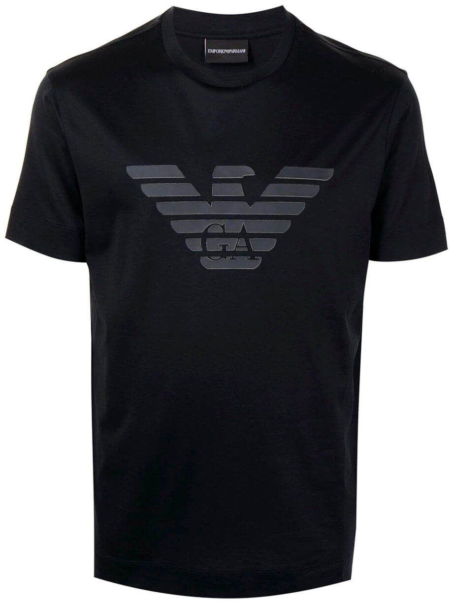 Imagem de: Camiseta Emporio Armani Preta com Estampa Cinza