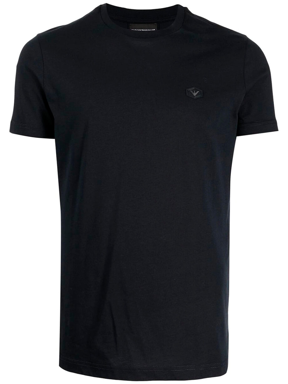 Imagem de: Camiseta Emporio Armani Preta com Logo Patch