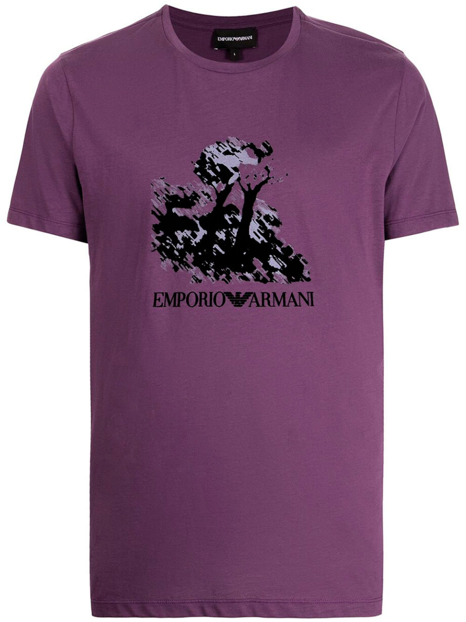 Imagem de: Camiseta Emporio Armani Roxa com Estampa Preta