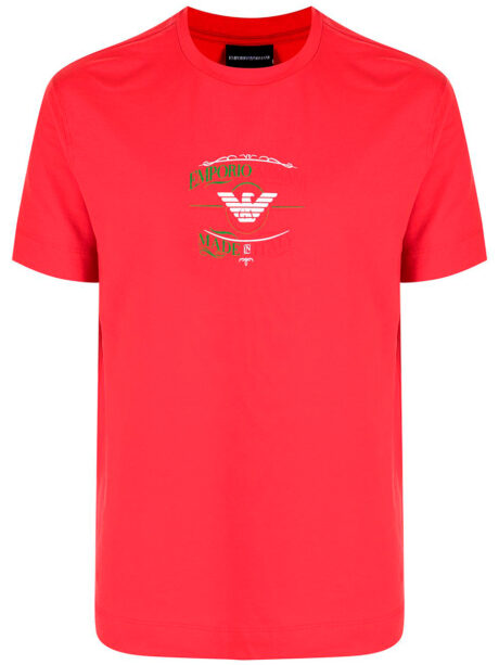 Imagem de: Camiseta Emporio Armani Vermelha com Estampa Bicolor