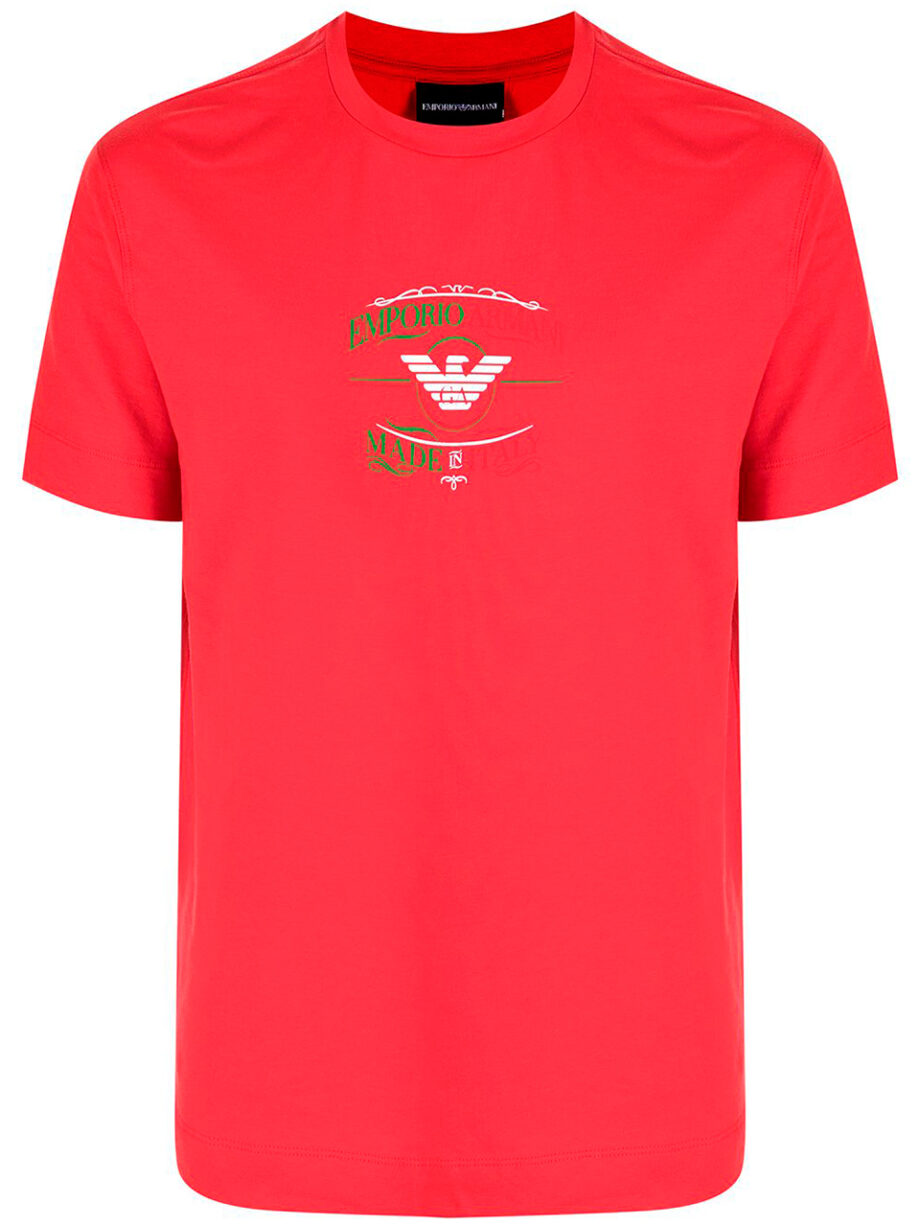 Imagem de: Camiseta Emporio Armani Vermelha com Estampa Bicolor