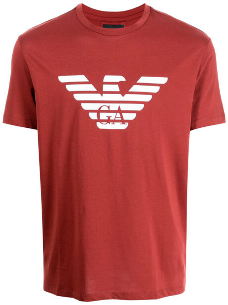 Imagem de: Camiseta Emporio Armani Vermelha com Estampa Branca
