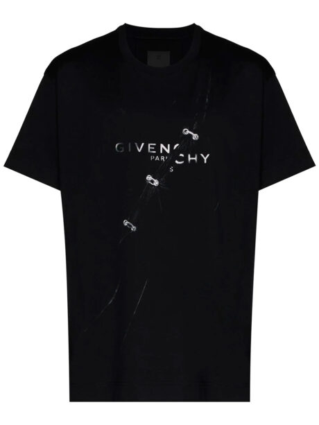 Imagem de: Camiseta Givenchy Preta com Efeito Rasgado
