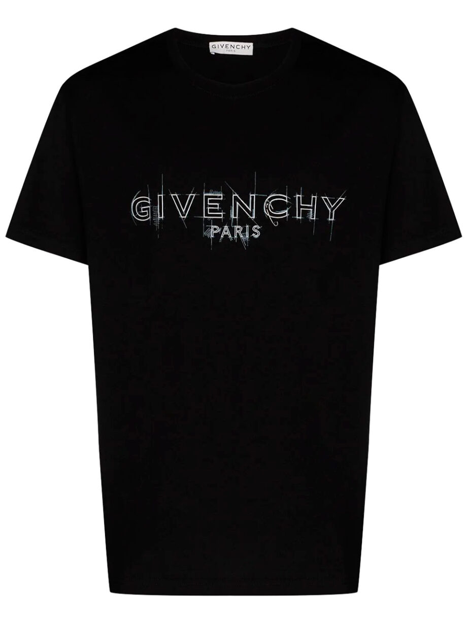 Imagem de: Camiseta Givenchy Preta com Logo Riscado