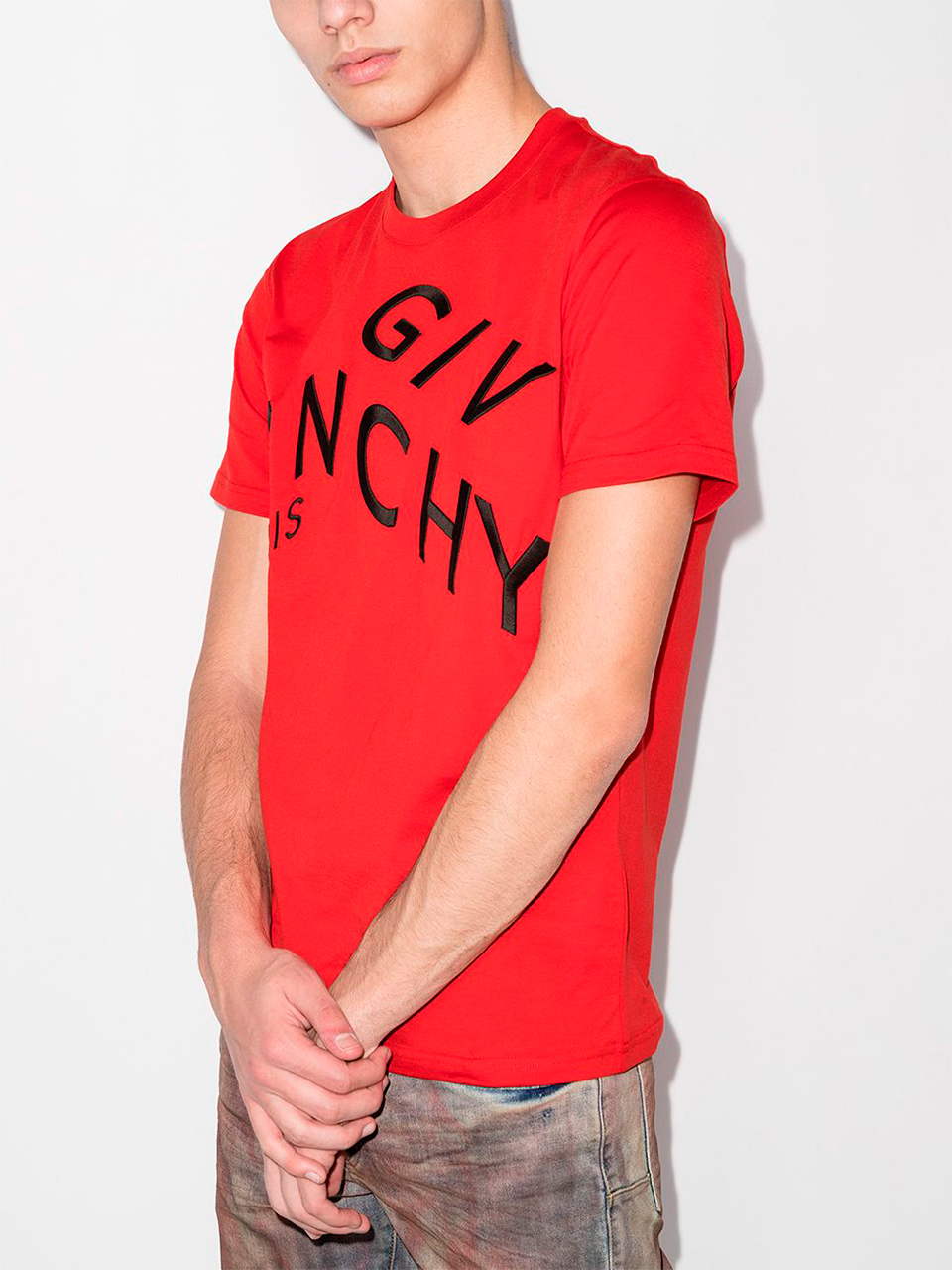 Imagem de: Camiseta Givenchy Vermelha com Bordado Abstrato