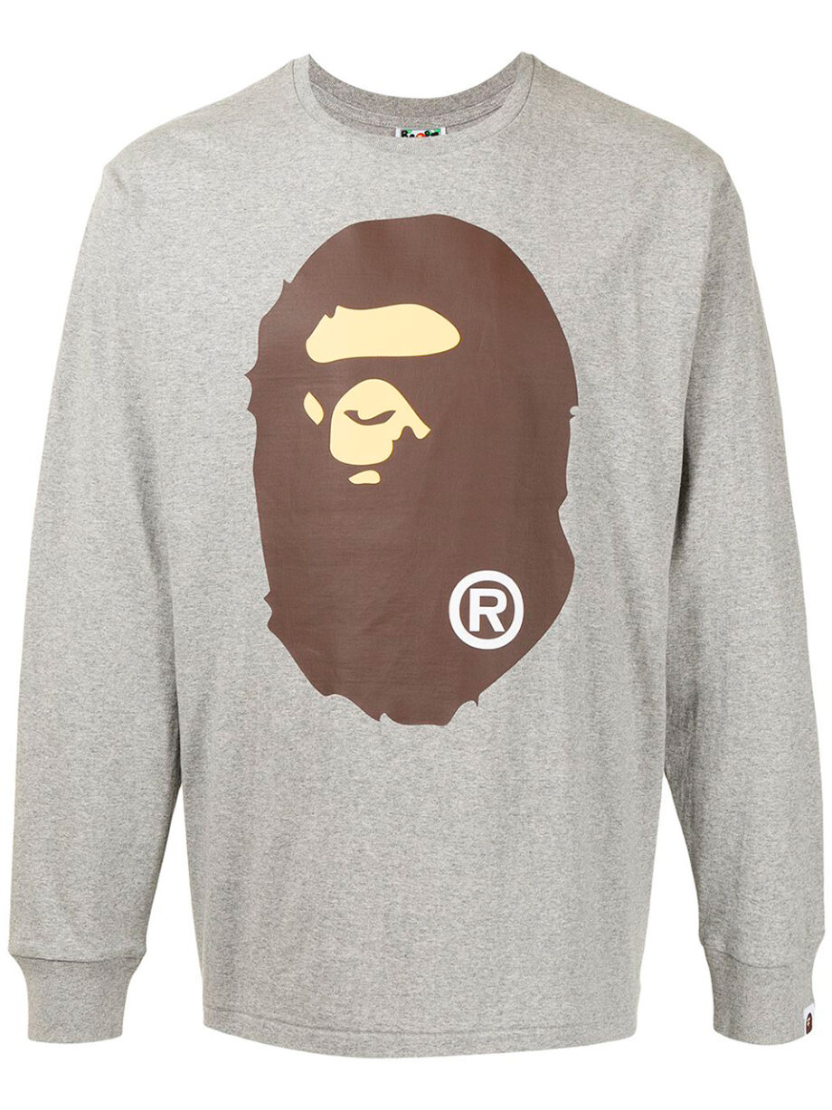 Imagem de: Camiseta Manga Longa BAPE Cinza com Logo