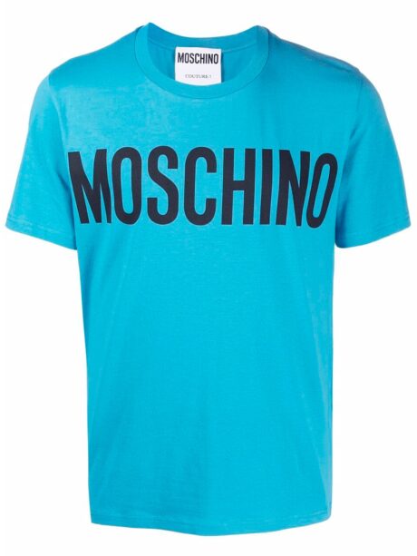 Imagem de: Camiseta Moschino Azul Claro com Logo Preto