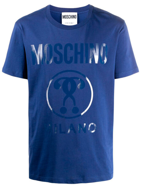Imagem de: Camiseta Moschino Azul com Logo Interrogação Dupla Azul