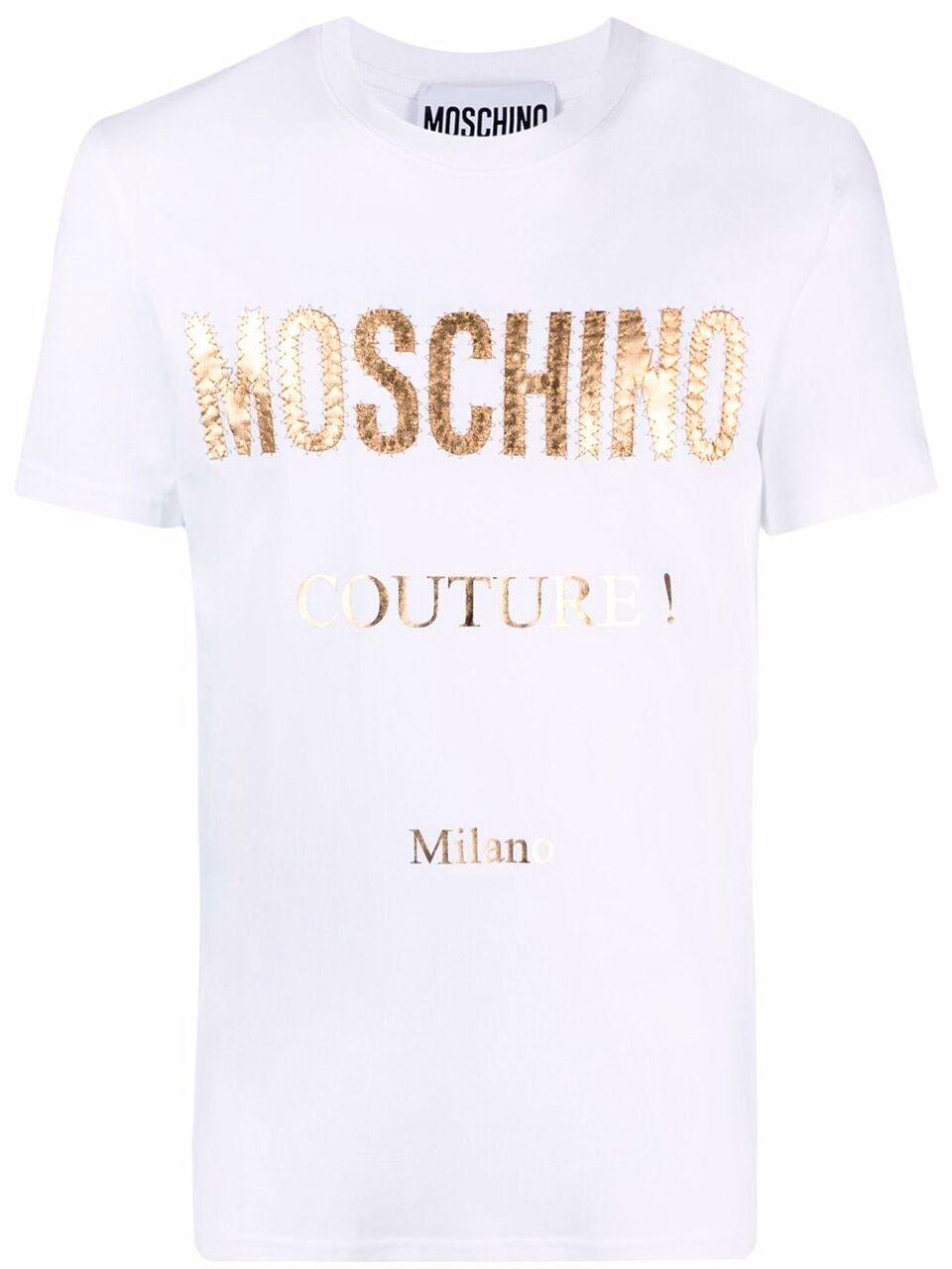 Imagem de: Camiseta Moschino Branca com Logo Couture Dourado