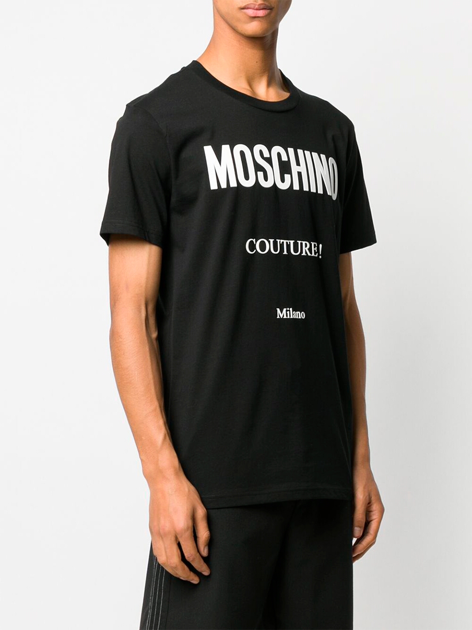 Imagem de: Camiseta Moschino Preta com Logo Couture Branco