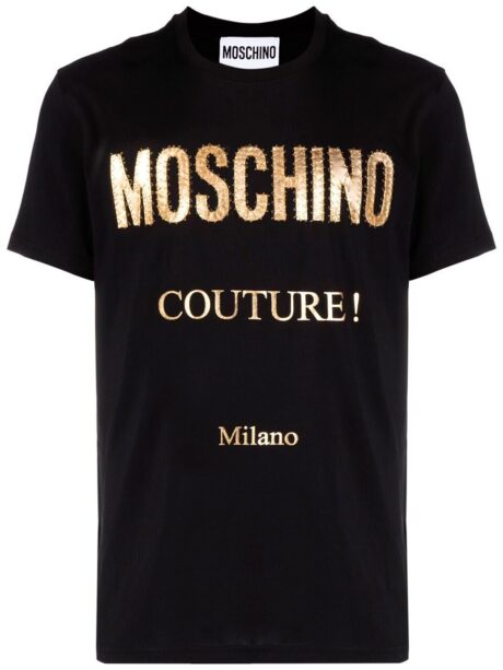 Imagem de: Camiseta Moschino Preta com Logo Couture Dourado