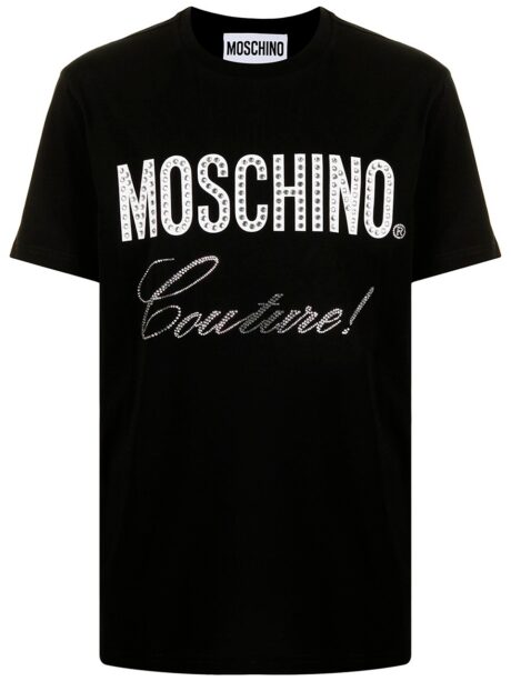 Imagem de: Camiseta Moschino Preta com Logo Cristal