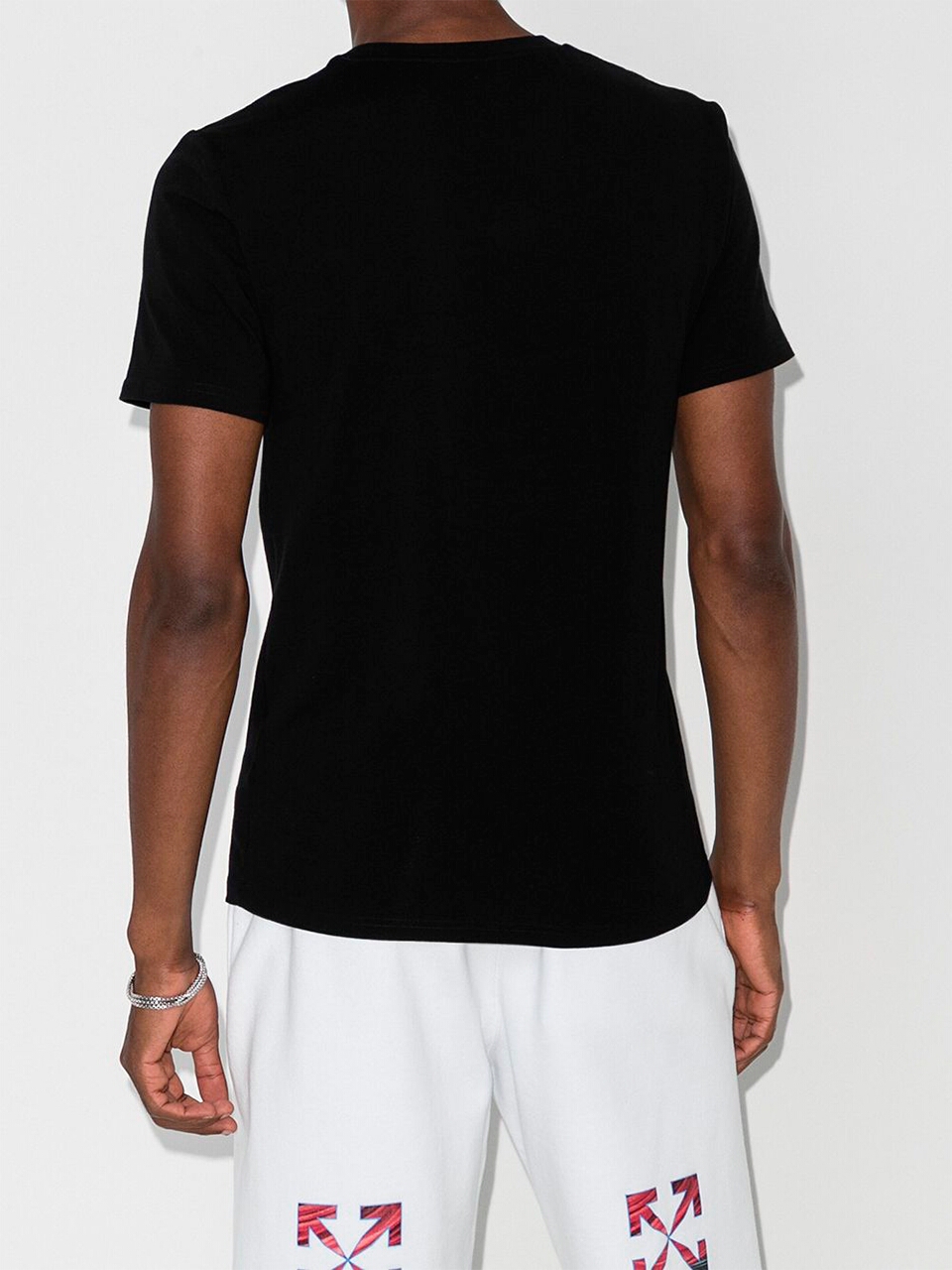 Imagem de: Camiseta Moschino Preta com Logo Interrogação Dupla Branco