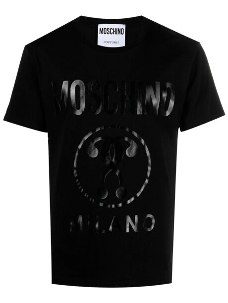 Imagem de: Camiseta Moschino Preta com Logo Interrogação Dupla Preto