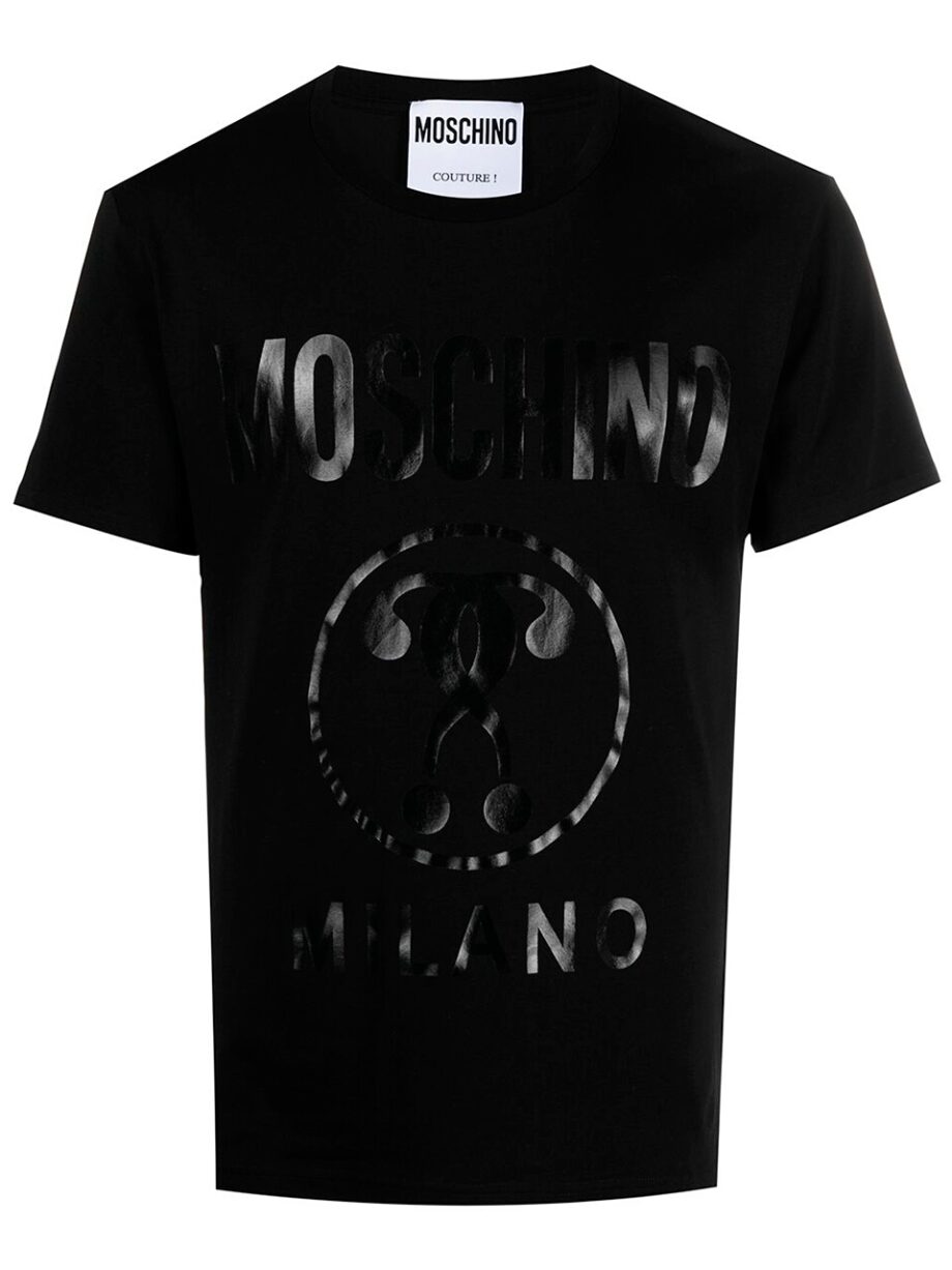 Imagem de: Camiseta Moschino Preta com Logo Interrogação Dupla Preto