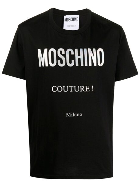 Imagem de: Camiseta Moschino Preta com Logo Couture Metalico