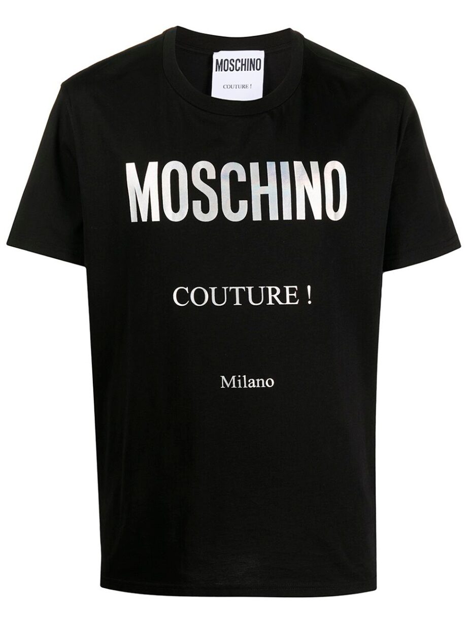 Imagem de: Camiseta Moschino Preta com Logo Couture Metalico