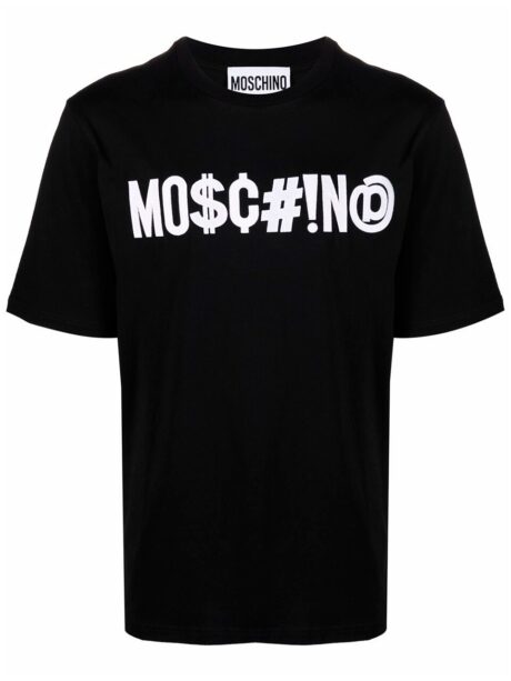Imagem de: Camiseta Moschino Preta com Logo Symbols Branco