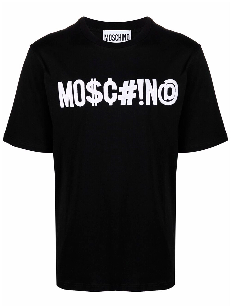 Imagem de: Camiseta Moschino Preta com Logo Symbols Branco