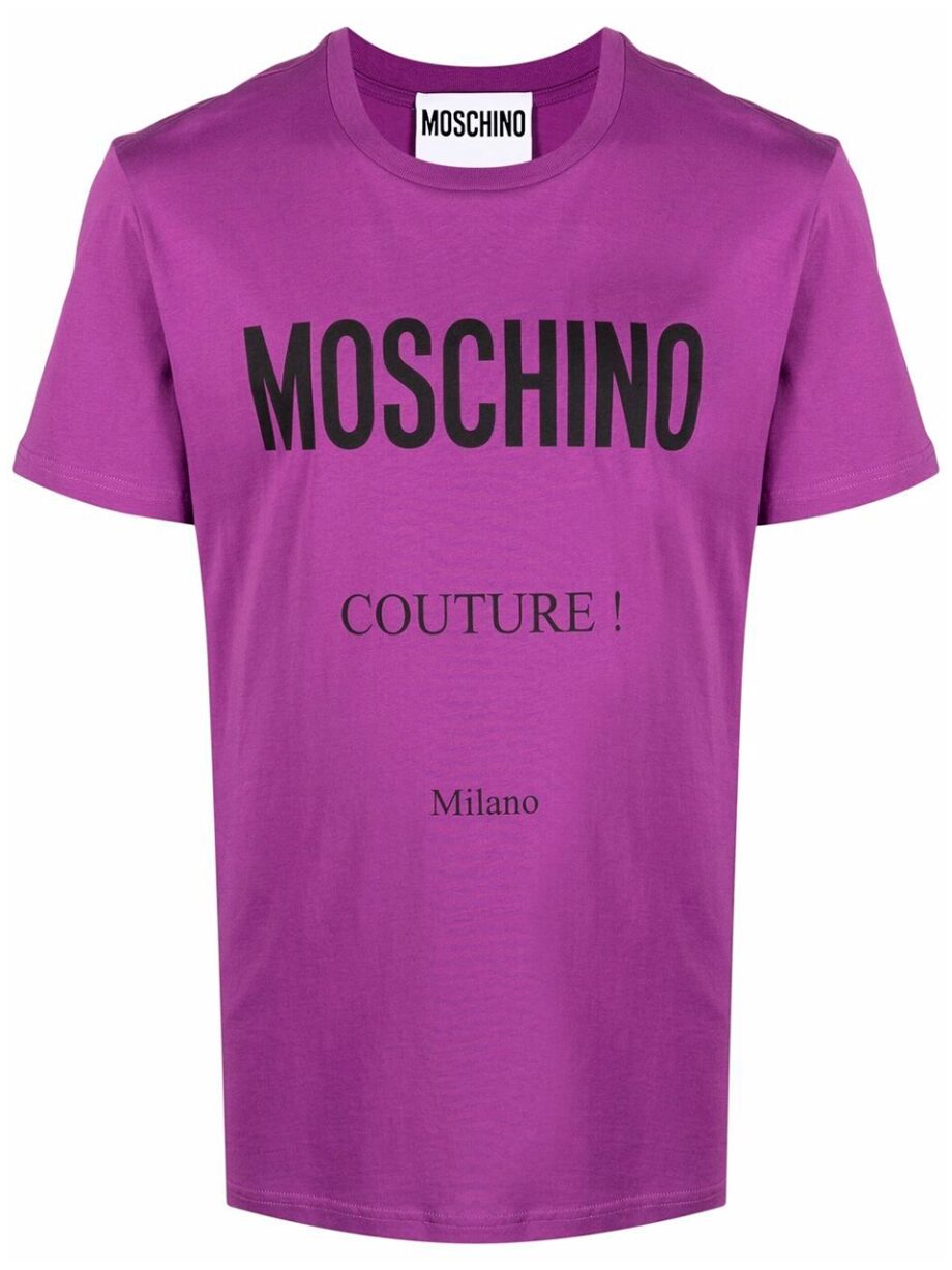 Imagem de: Camiseta Moschino Roxa com Logo Couture Preto