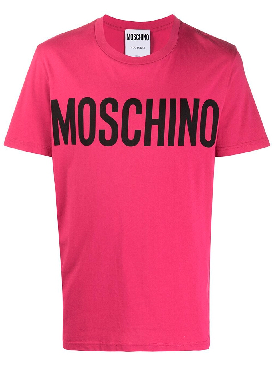 Imagem de: Camiseta Moschino Rosa Choque com Logo Preto