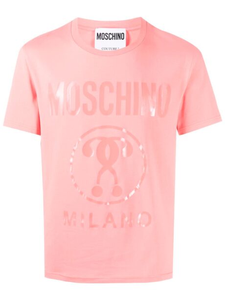 Imagem de: Camiseta Moschino Rosa com Logo Interrogação Dupla Rosa